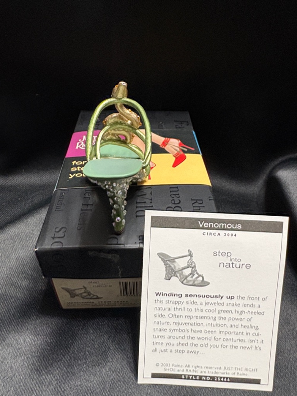 Just The Right Shoe Green Heels with Jeweled Snake - Picture 3 of 5